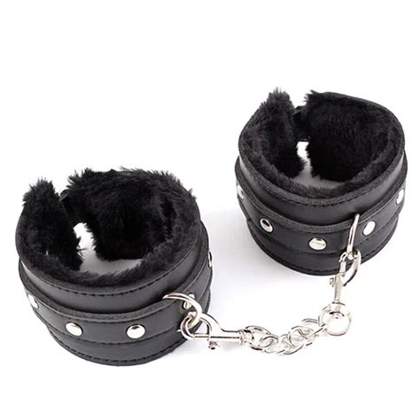 pu leather plush hand cuffs sex products fetish bondage restraints fashion leather handcuffs