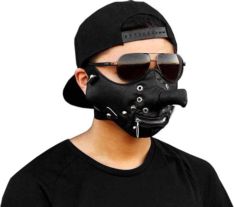 Mens Punk Biker Leather Full Face Mask Masquerade Black