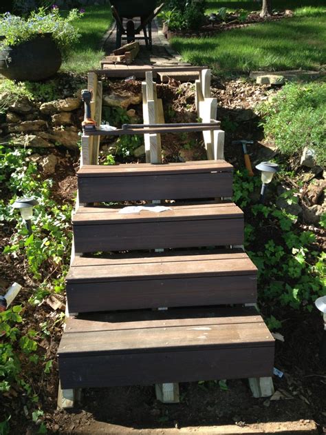 Composite Stair Treads Going On Finish With Handrails Ladder Decor