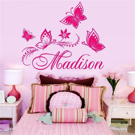 Personalized Custom Name Butterflies Flower Name Vinyl Decal Sticker