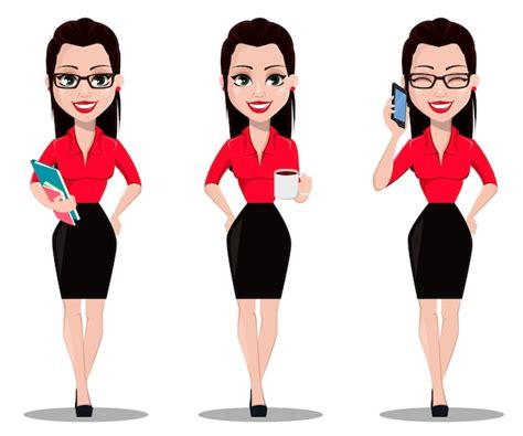 premium vector beautiful office assistant in office style clothes