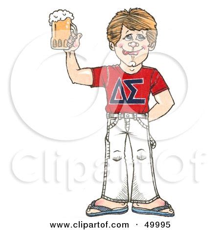 Royalty Free Rf Clipart Illustration Of A Blond Frat Boy Holding Up A