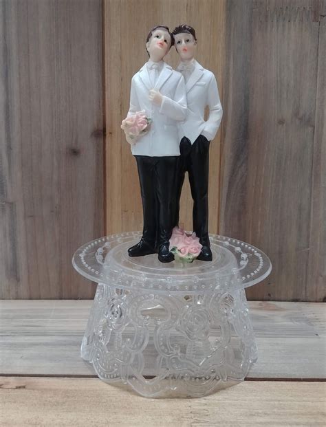 6544 5 Gay Male Couple Wedding Cake Topper Etsy