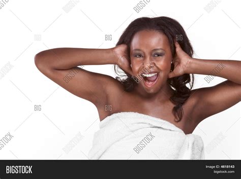 Black Woman Wrapped Bath Towel Image And Photo Bigstock