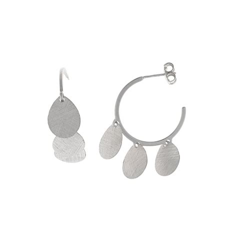 pendientes salvatore mujer aro plata baño rodio y 5 colgantes pera 203a0247