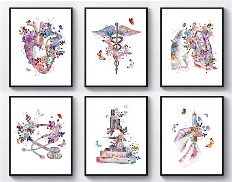 6 Watercolor Medical Art Physical Therapy Art Anatomy Artwork Etsy