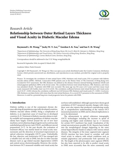 Pdf Relationship Between Outer Retinal Layers Thickness