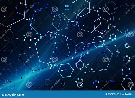 Hexagon Connected Dots Dark Blue Background Illustration Beautiful