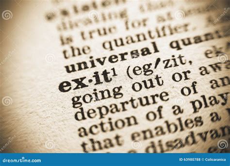 The Word Exit In The Dictionary Stock Photo Image Of Editorial