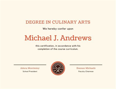 Culinary Arts Diploma Certificate Templates By Canva