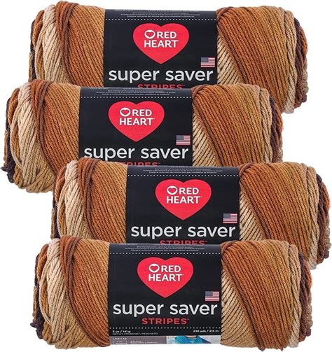 Pack Of 4 Red Heart Super Saver Yarn Latte Stripe Michaels