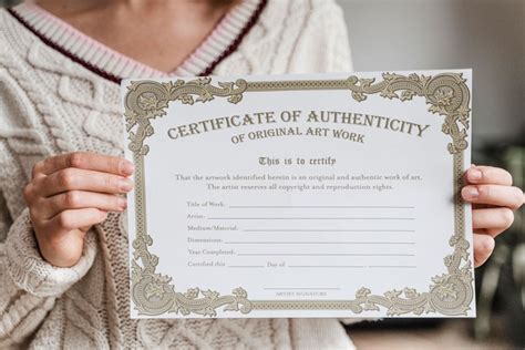 Printable Blank Pdf Certificate Of Authenticity For Artwork Etsy