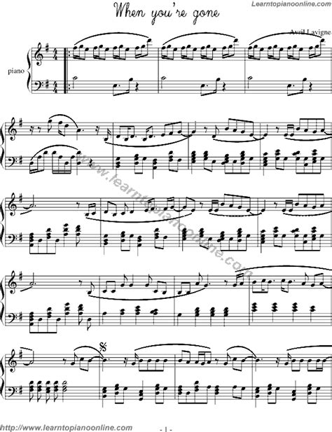 Avril Lavigne When Youre Gone Free Piano Sheet Music Learn How To
