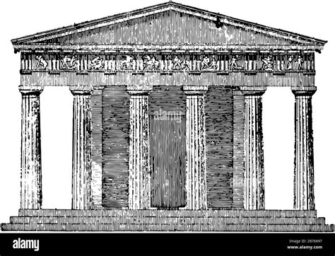 Templo Dórico La Elevación Frontal Un Templo Griego Dórico Hexastyle