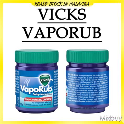 Vicks Vaporub Cold Vaporizing Ointment G Shopee Malaysia