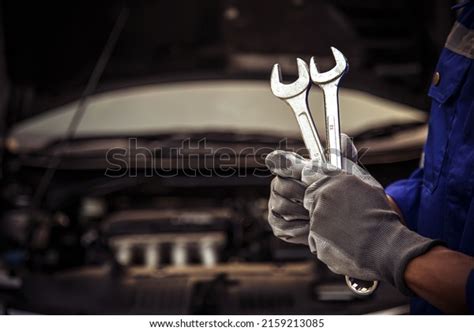 Car Care Maintenance Servicing Closeup Hand Stock Photo 2159213085