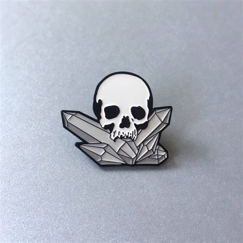 Skull And Crystals Enamel Pin By Midnight And Vine Etsy Canada Enamel
