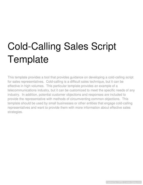 Sales Script Template