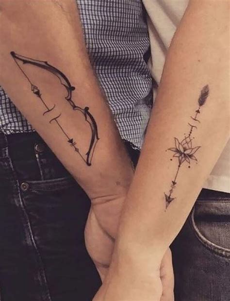 Bow And Arrow Couple Fake Tattoo Temporary Matching Tattoo Etsy