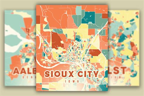 Sioux City Iowa Colorful Map Graphic By Poster Boutique · Creative Fabrica