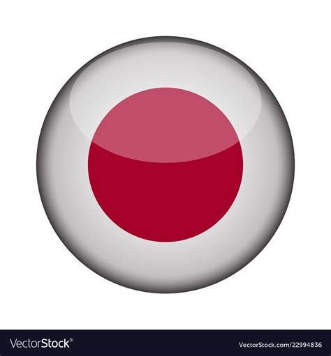 Japan Flag In Glossy Round Button Of Icon Vector Image