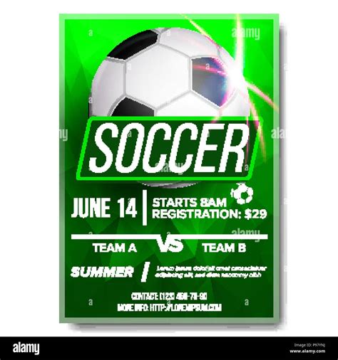Soccer Poster Vector Banner Advertising Sport Event Announcement