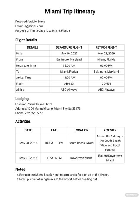 Travel Itinerary Template [Free PDF] - Word (DOC) | Apple (MAC) Pages | Google Docs