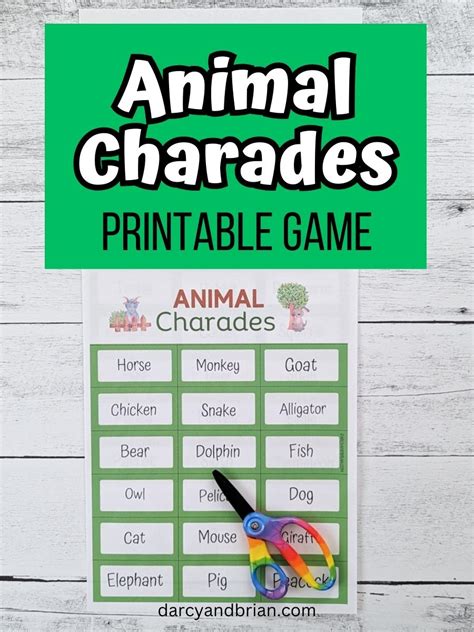 Fun Printable Animal Charades For Kids Free Printable Game