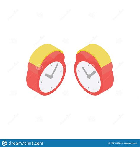 Isometric Alarm Clock Vector Illustration Decorative Design Stock