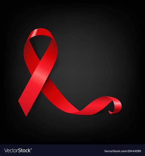 Aids Day Symbol Red Ribbon Black Background Vector Image