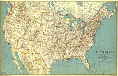 1933 United States Of America Map By National Geographic Maps