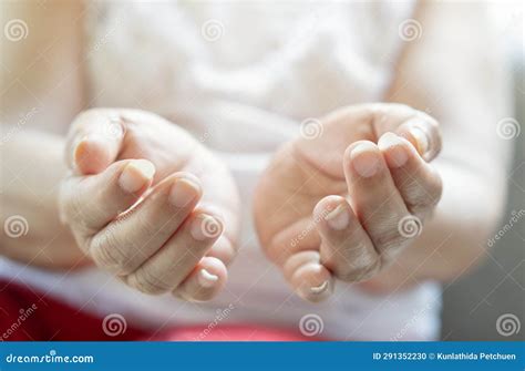 Old Lady S Hand With Open Palm Elderly Lady Is Waiting For Help Stock