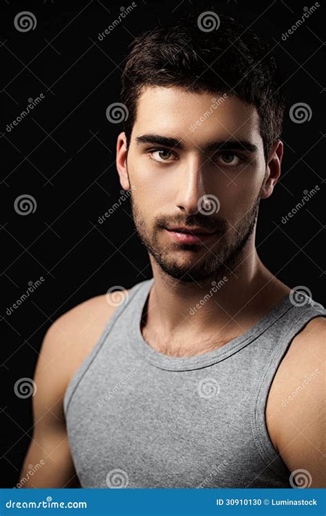 Handsome Muscular Man Stock Photo Image Of Brown Eyes 30910130
