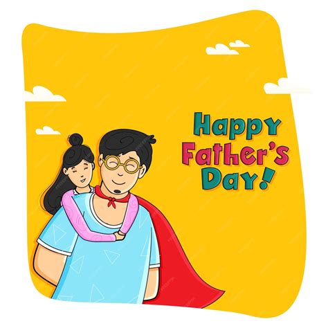 Premium Vector Happy Fathers Day Concept With Daughter Hugging