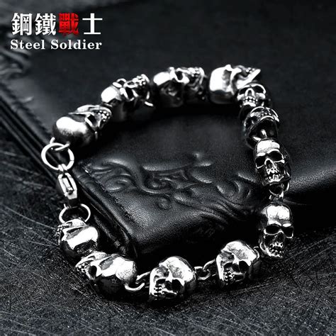 Buy Stainless Steel New Design Men Punk Skull Chain Bracelet Men