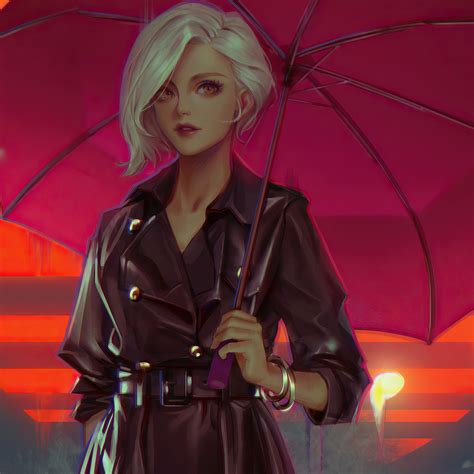 2048x2048 Cold Sunset Girl With Umbrella Ipad Air Hd 4k Wallpapers