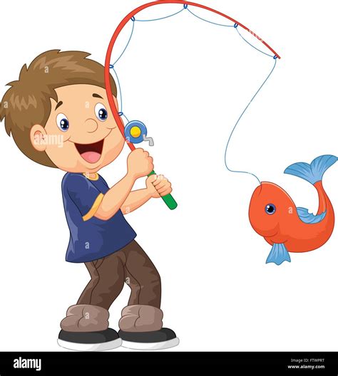 Illustration Of Cartoon Boy Fishing Stock Vector Image And Art Alamy