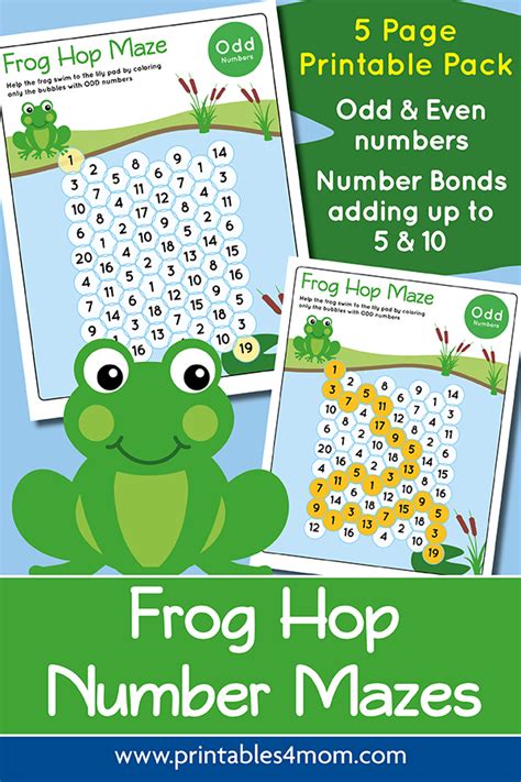 Frog Hop Maze Early Math Games Printables 4 Mom