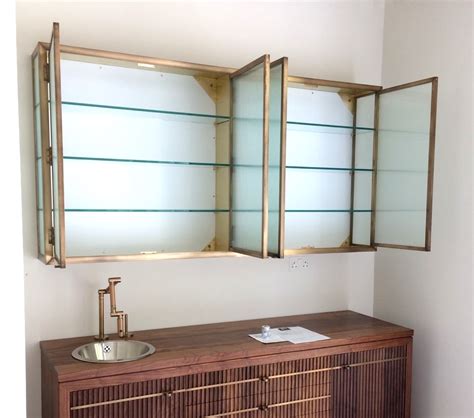 Bespoke Antique Brass And Glass Wall Cabinet Andrew Nebbett Designs