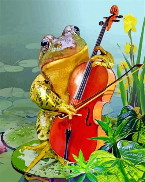 Frog Playing Violin Paint By Numbers Paint By Numbers For Adult