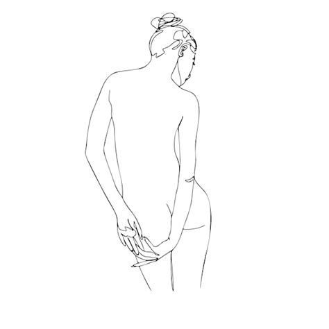 Premium Vector Female Back One Line Drawing Continuous Line Modern
