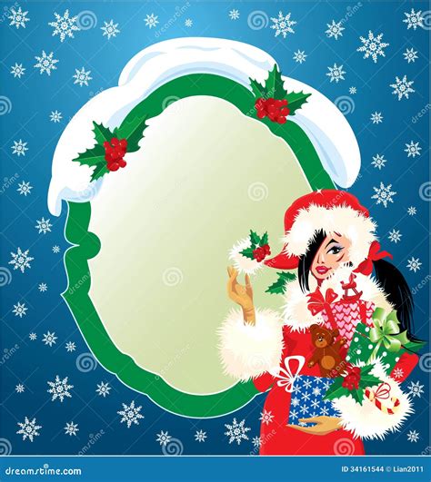 brunette christmas girl wearing santa claus suit a stock vector illustration of brunette