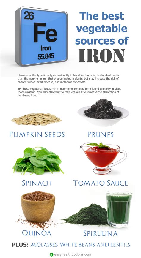 The Best Vegetable Sources Of Iron Infographic Easy