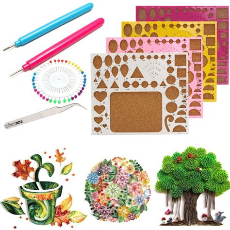 Creations Paper Quilling Kit Tweezer Board Needles Slotted Tools Diy