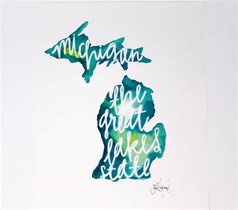 The Great Lakes State Art Print 11x14in Wall Art Michigan Etsy