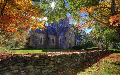 Beautiful Church In Autumn Hd Wallpaper Background Image 2560x1600