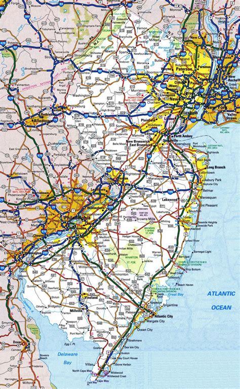 Large Detailed Roads And Highways Map Of New Jersey State With All