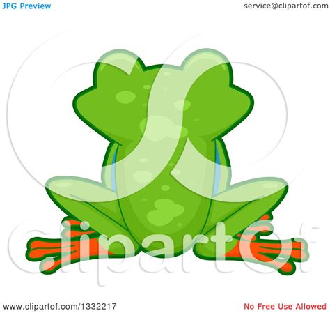 Clipart Of A Rear View Of A Tree Frog Sitting Royalty Free Vector