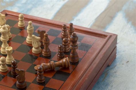 Chess Board Overview With Game Finished By Checkmate Stock Image