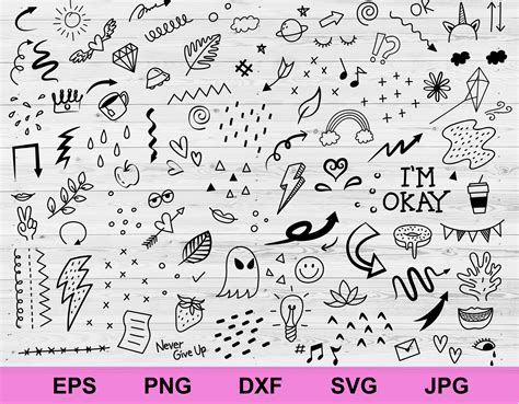 Hand Drawn Doodles Set Of Collection Svg Doodles Background Etsy